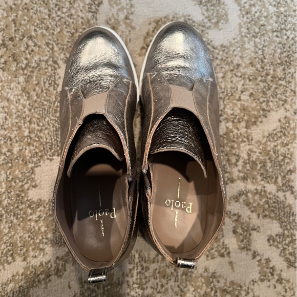 In like new condition. Gold, leather Paolo sneaker/booties - Picture 4 of 10